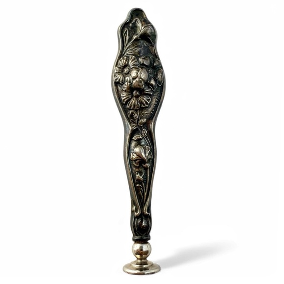 Vintage Art Nouveau Floral Sterling Silver Handle Rotary Phone Telephone Dialer